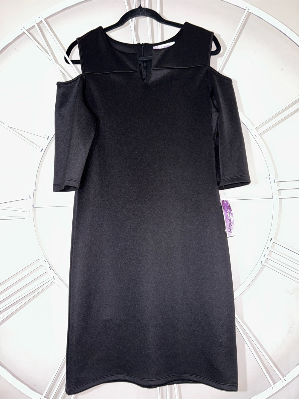 NWT Trinhnology Black Cold-Shoulder Holiday Shift Dress